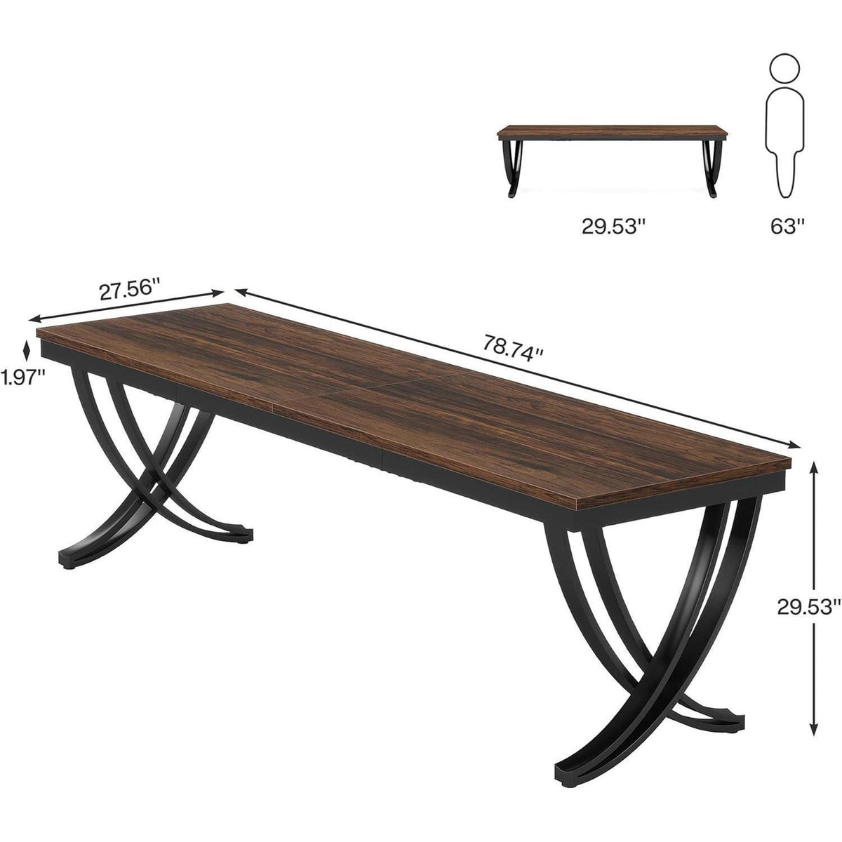 Doppelter Schreibtisch 200x70cm – Rustikaler Computertisch für Home Office