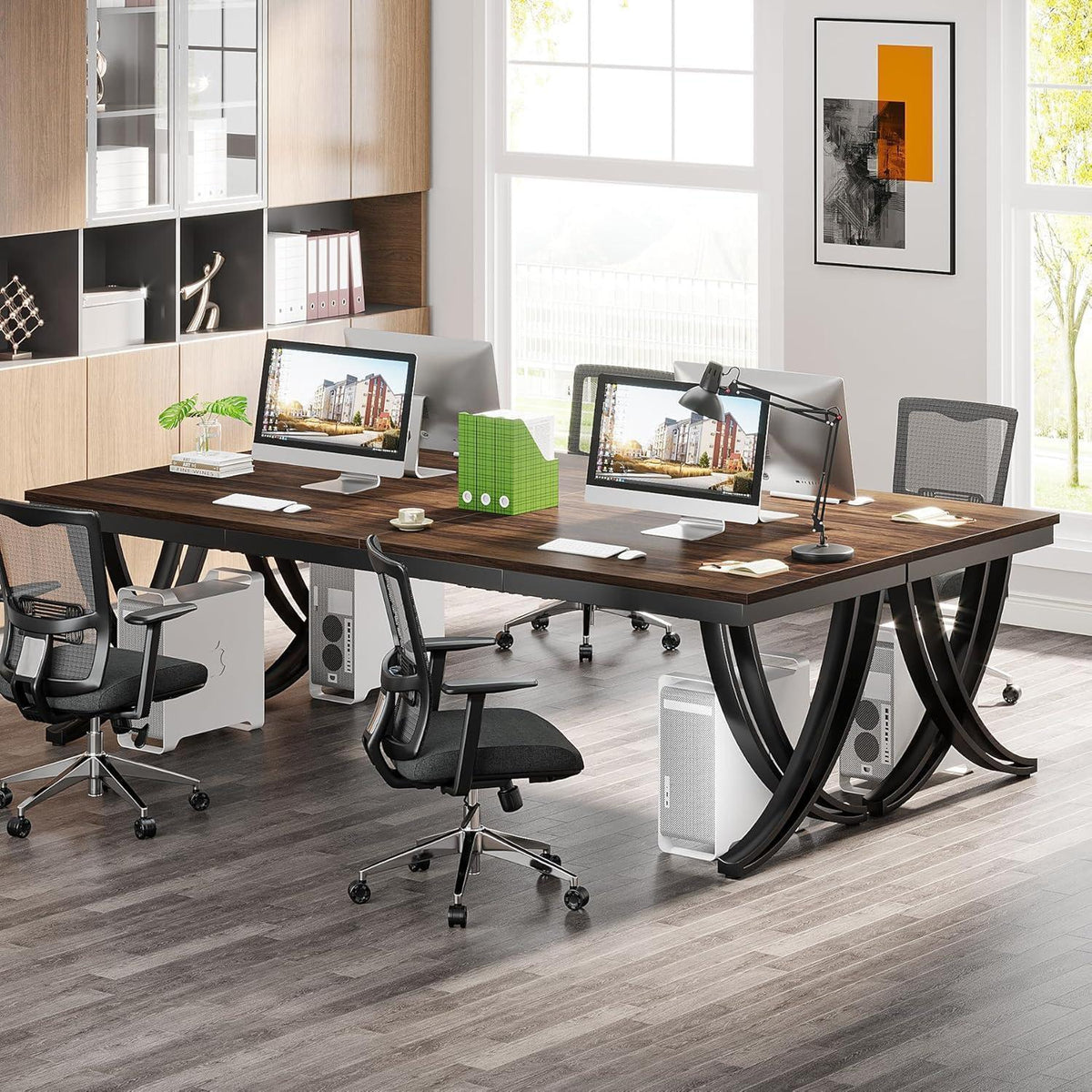 Doppelter Schreibtisch 200x70cm – Rustikaler Computertisch für Home Office