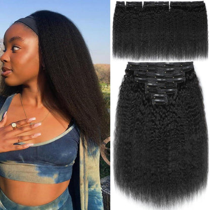 Echthaar Clip-In Extensions – 35cm, 120g, Schwarz