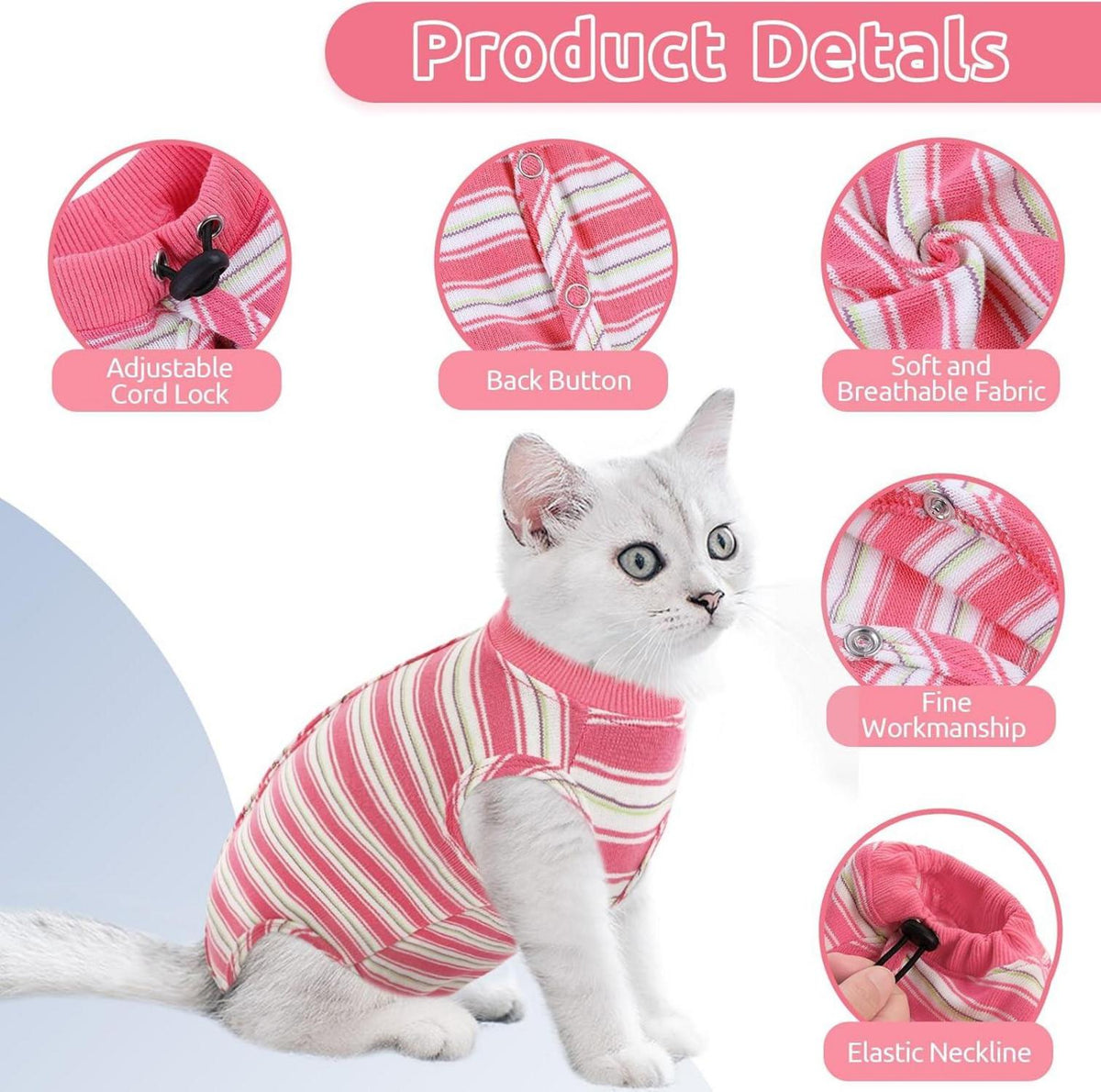 Katzenbody Postoperative Kleidung Op-Wunden Katzen XS Rosa