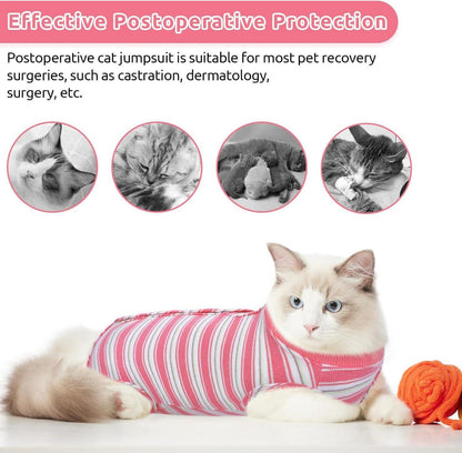 Katzenbody nach Op für Postoperative Bauchwunden, Erholungsanzug, E-Halsband Alternative, XS Rosa