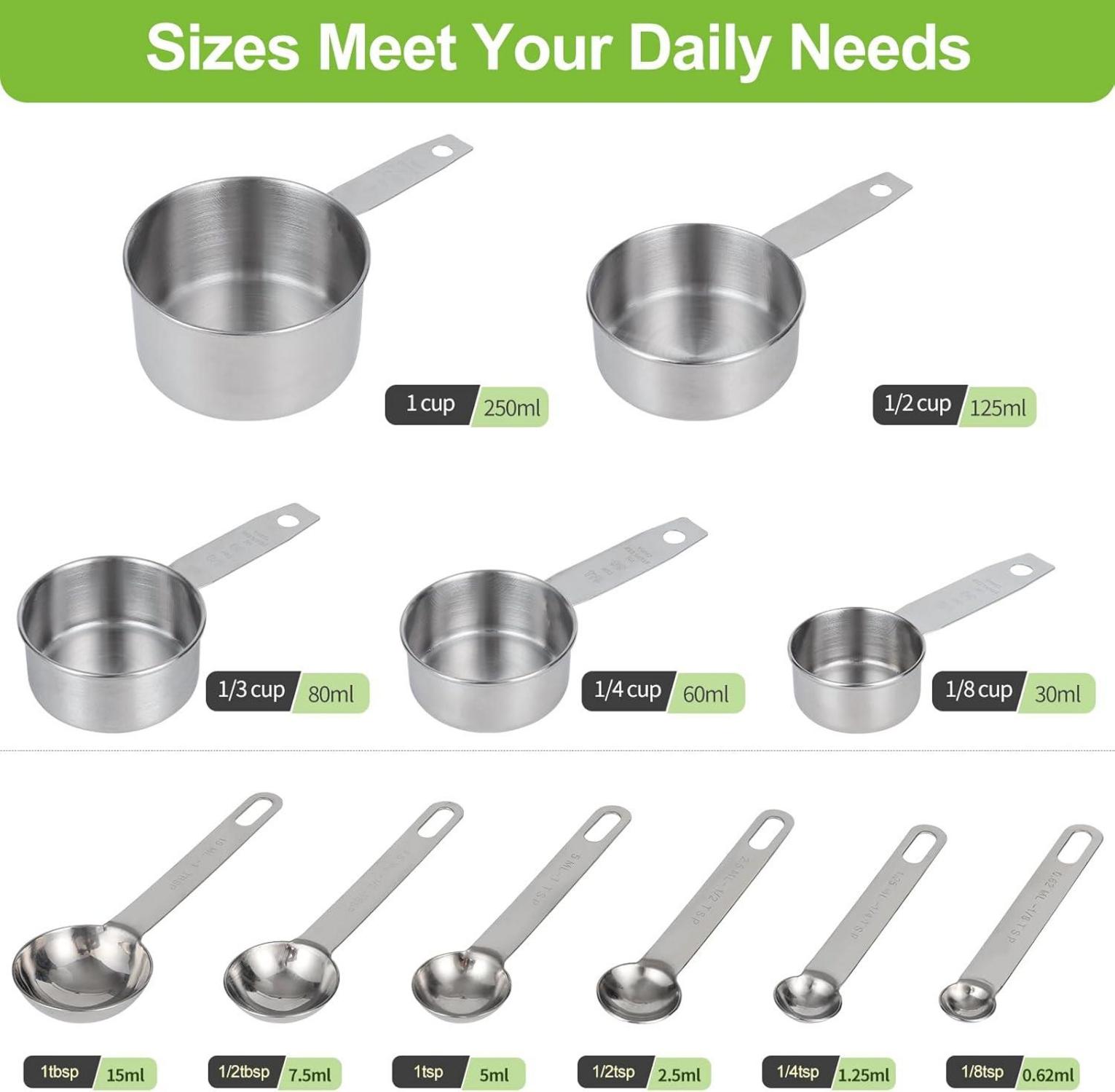 Edelstahl Messbecher und Löffel Set, 13-teilig, für