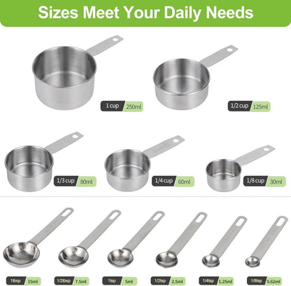Edelstahl Messbecher und Löffel Set, 13-teilig, für