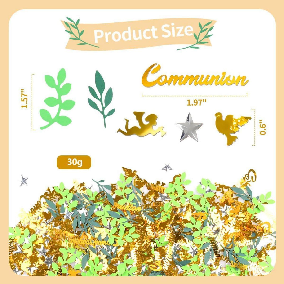 30g Goldene Kommunion Konfetti Streudeko Tischdeko Taufe