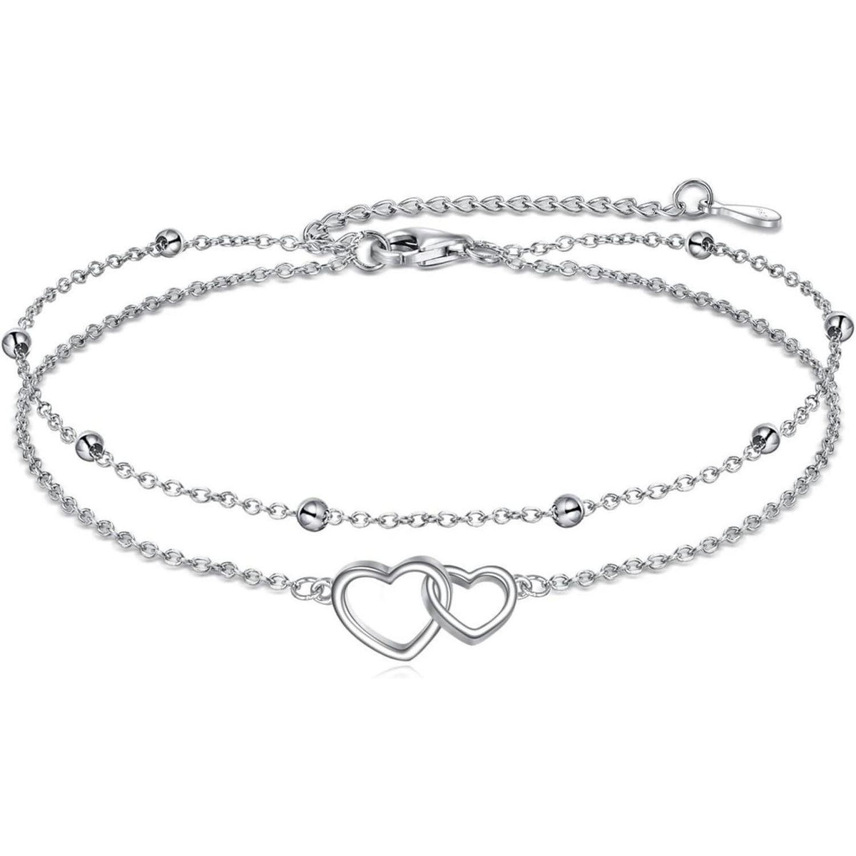 Fußkettchen 925 Sterling Silber mit Blumen & Bösem Auge