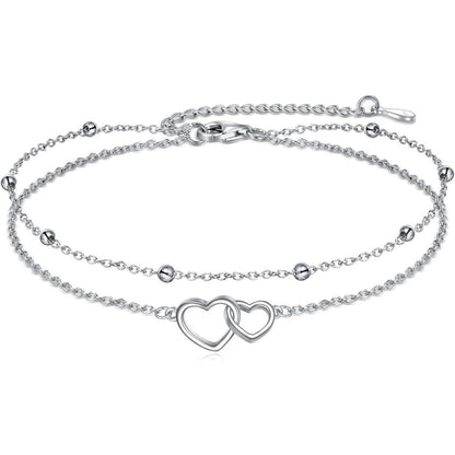 Fußkettchen 925 Sterling Silber mit Blumen & Bösem Auge