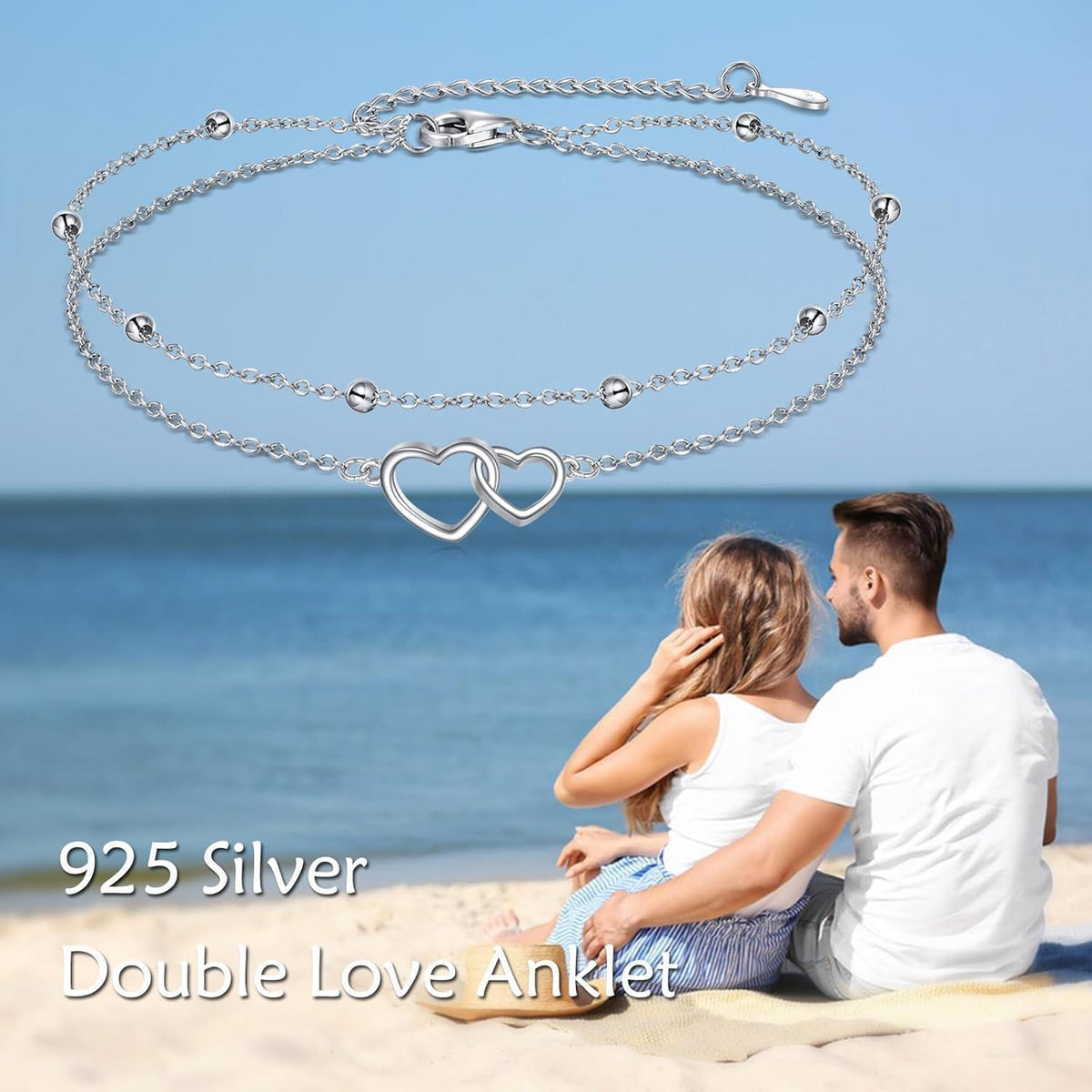 Fußkettchen 925 Sterling Silber mit Blumen & Bösem Auge