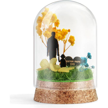 Ewige Blumen Geschenk für Papa in Glasvase mit Bilderrahmen