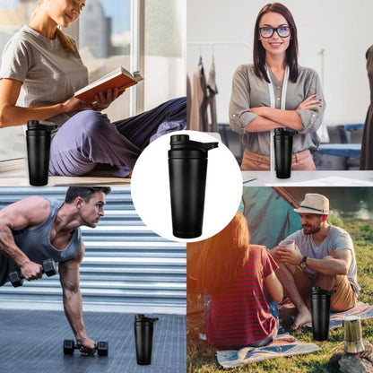 EACHPT Protein Shaker 750ml Schwarz Edelstahl Vakuum Isoliert BPA Frei Auslaufsicher,Thermoflasche