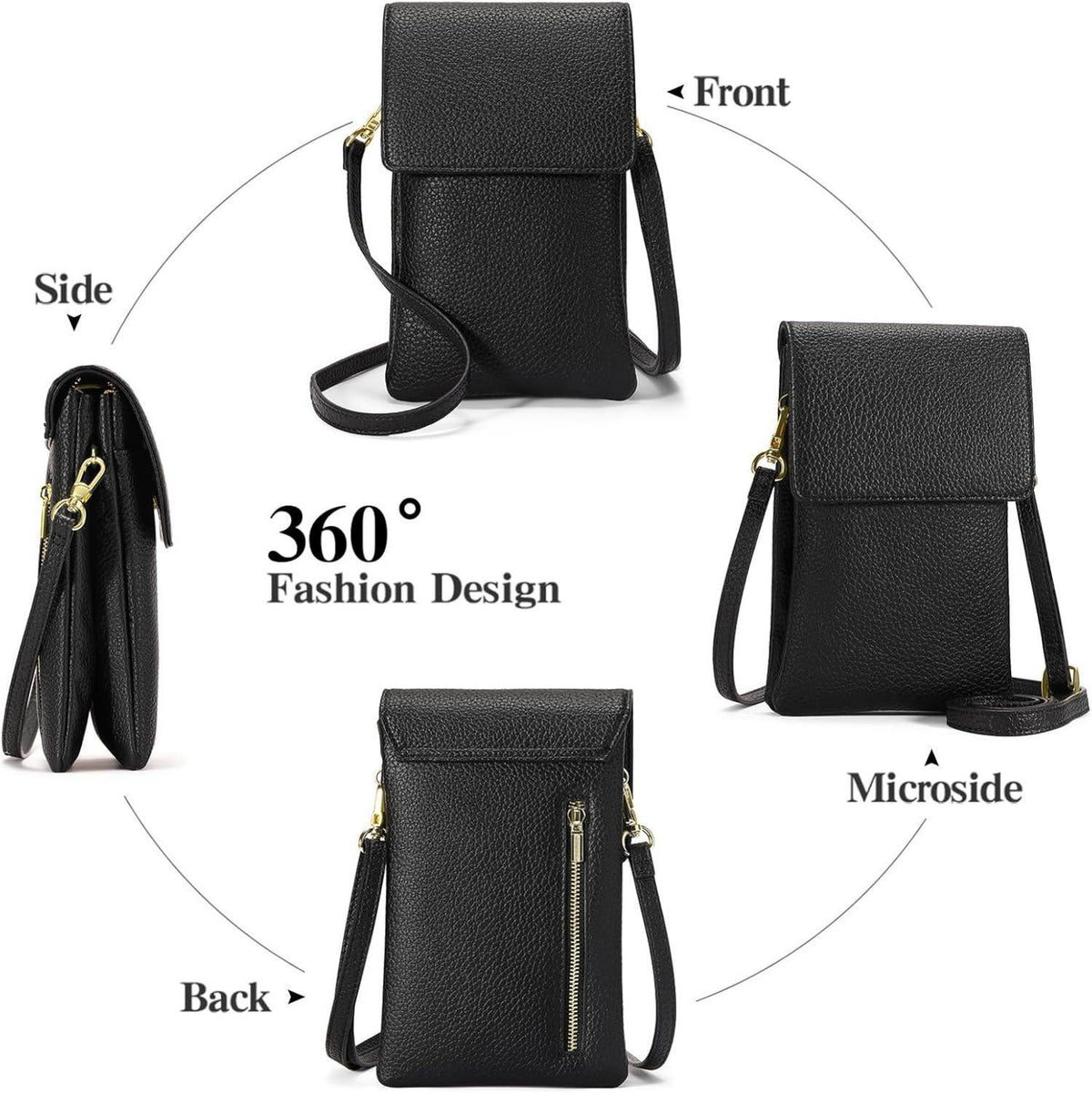Umhängetasche Damen Handy Crossbody Tasche RFID-Schutz Vegan