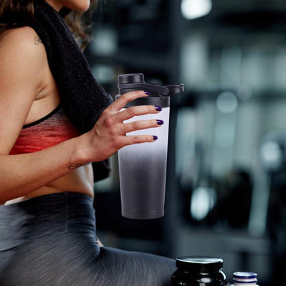 Edelstahl Protein Shaker 750ml Schwarz Grau BPA frei Isoliert