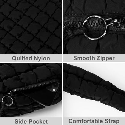 Große gesteppte Crossbody-Tasche aus Baumwolle für Damen