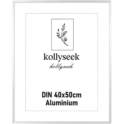 Bilderrahmen Aluminium 40x50 Silber Acrylglas Passepartout