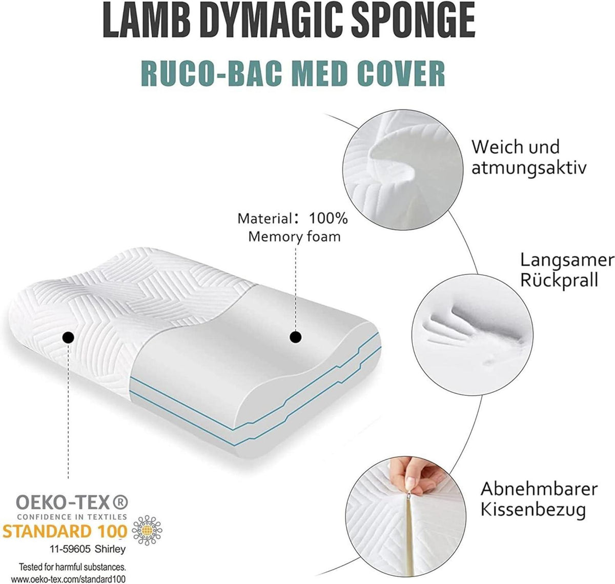 Höhenverstellbares Memory Foam Nackenstützkissen - 2 Stück