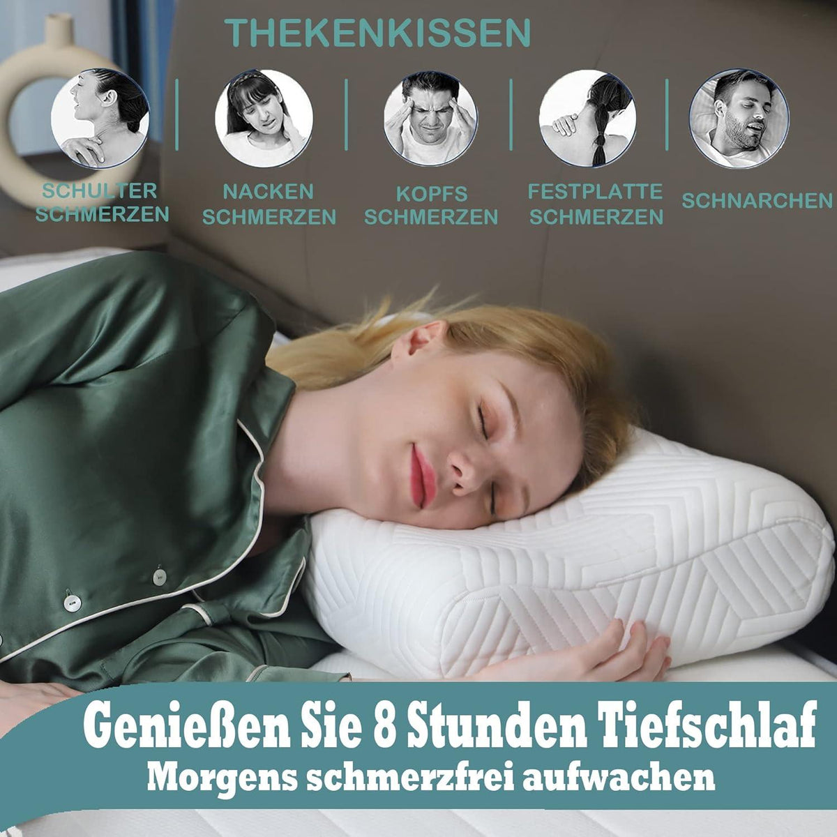 Höhenverstellbares Memory Foam Nackenstützkissen 50D Dichte - 2er Pack, Blau