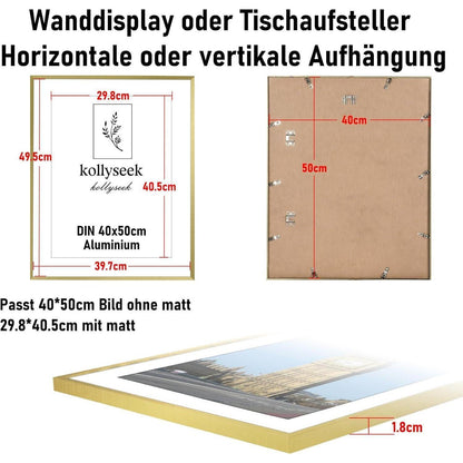 Aluminium Bilderrahmen Gold 40x50 cm mit Acrylglas Frame