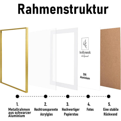 Aluminium Bilderrahmen DIN A4 gold Acrylglas modern
