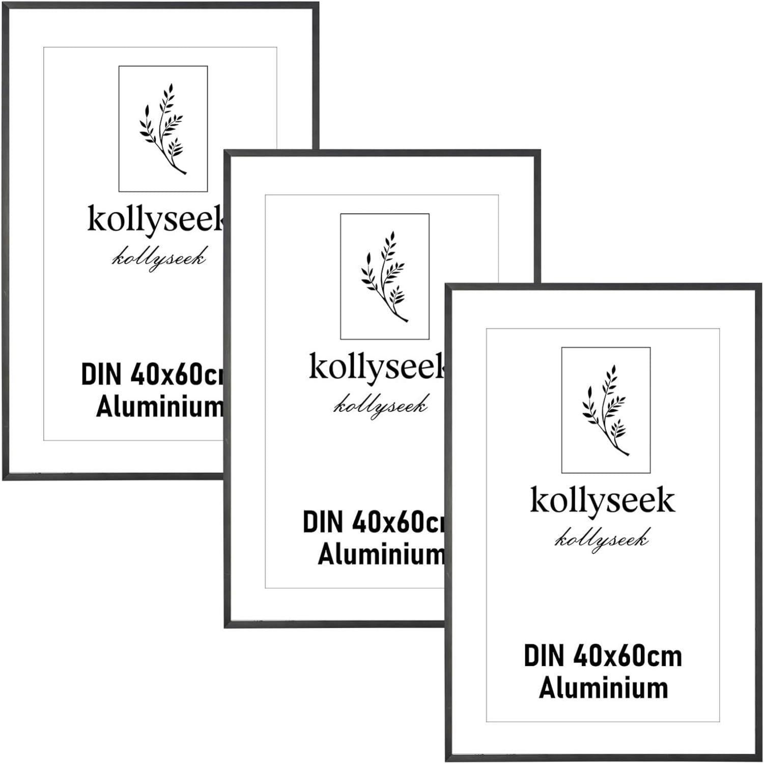 Bilderrahmen Aluminium Schwarz 40x60 cm Acrylglas Fotorahmen 3er Set