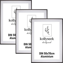 Kollyseek Aluminium Bilderrahmen 50x70cm Schwarz 3er Set Acrylglas