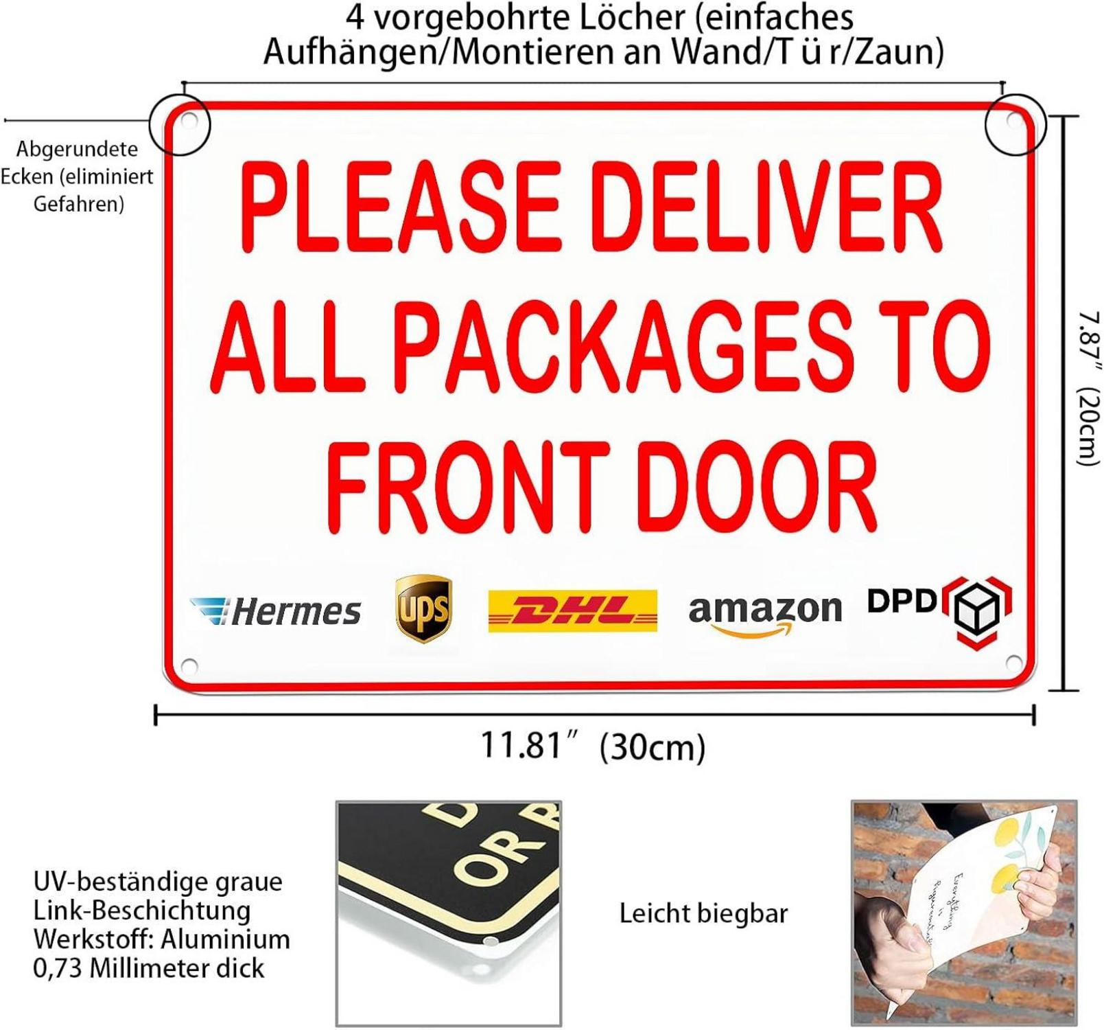 Paketlieferung zur Fronttür | Schild für effiziente