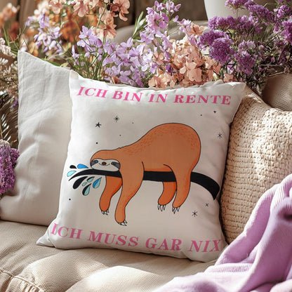 Ruhestandsgeschenk für Frauen 45x45cm mit 3 Taschen - Lustiges Rente Zierkissen