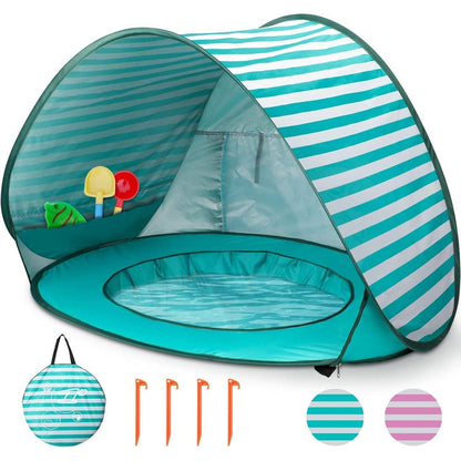 Baby Strandmuschel mit UV-Schutz und Mini Pool, Pop-Up