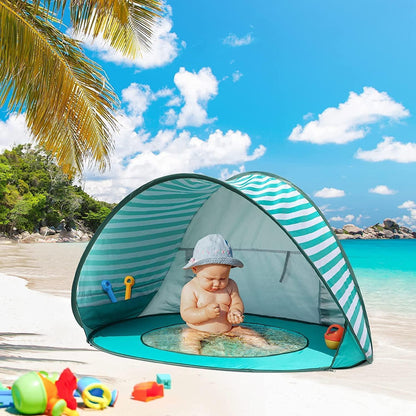 Baby Strandmuschel mit UV-Schutz und Mini Pool, Pop-Up