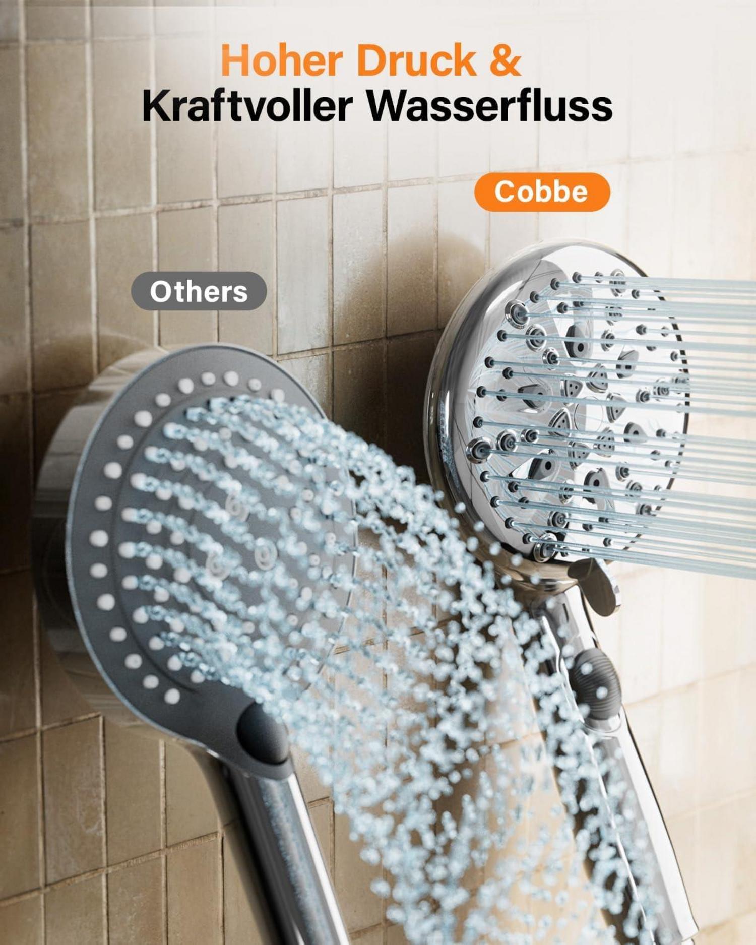 Duschkopf mit Schlauch Wassersparend 7+2 Strahlarten Handbrause Stoppfunktion