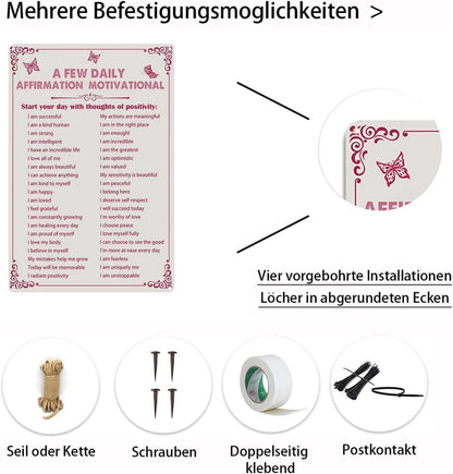 Motivational Retro Metall Wand Dekoration 20x30 cm Pink