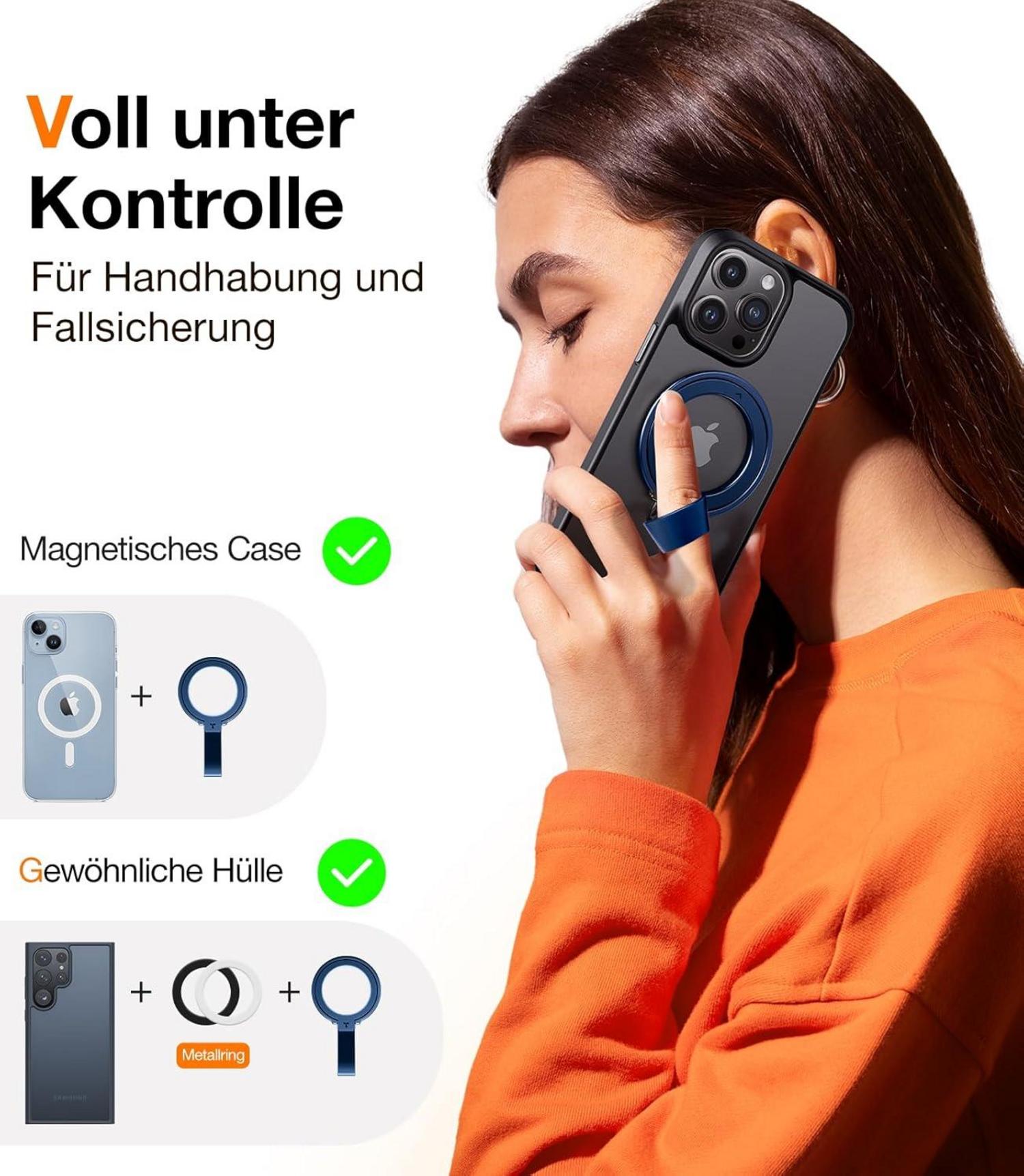 TORRAS Handy Ring MagSafe Magnetisch 360°Drehbar für iPhone Samsung usw. Blau