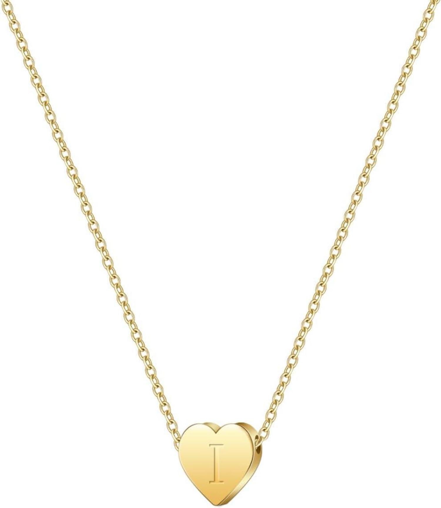 Symretie Gold Initial Herz Anhänger Kette 14K Vergoldet Halskette