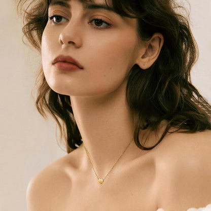 Symretie 14K Gold Vergoldete Initiale Herz Anhänger Kette