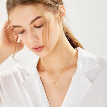 Symretie Gold Initial Herz Anhänger Kette 14K Vergoldet Halskette