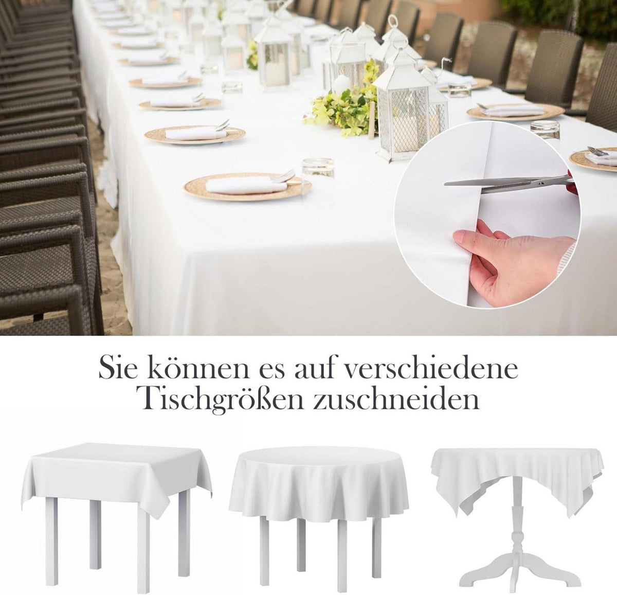 Wasserdichte Einweg Tischdecken Weiß 4er Set für Party & Hochzeit