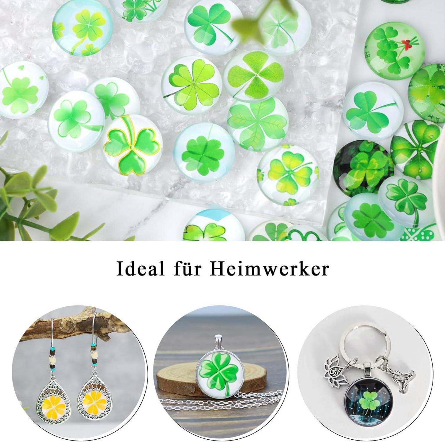 90-95 Stück Bunte 25mm Kleeblatt Gläser DIY Deko-Glassteine