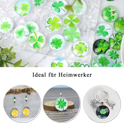 90-95 Stück Bunte 25mm Kleeblatt Gläser DIY Deko-Glassteine