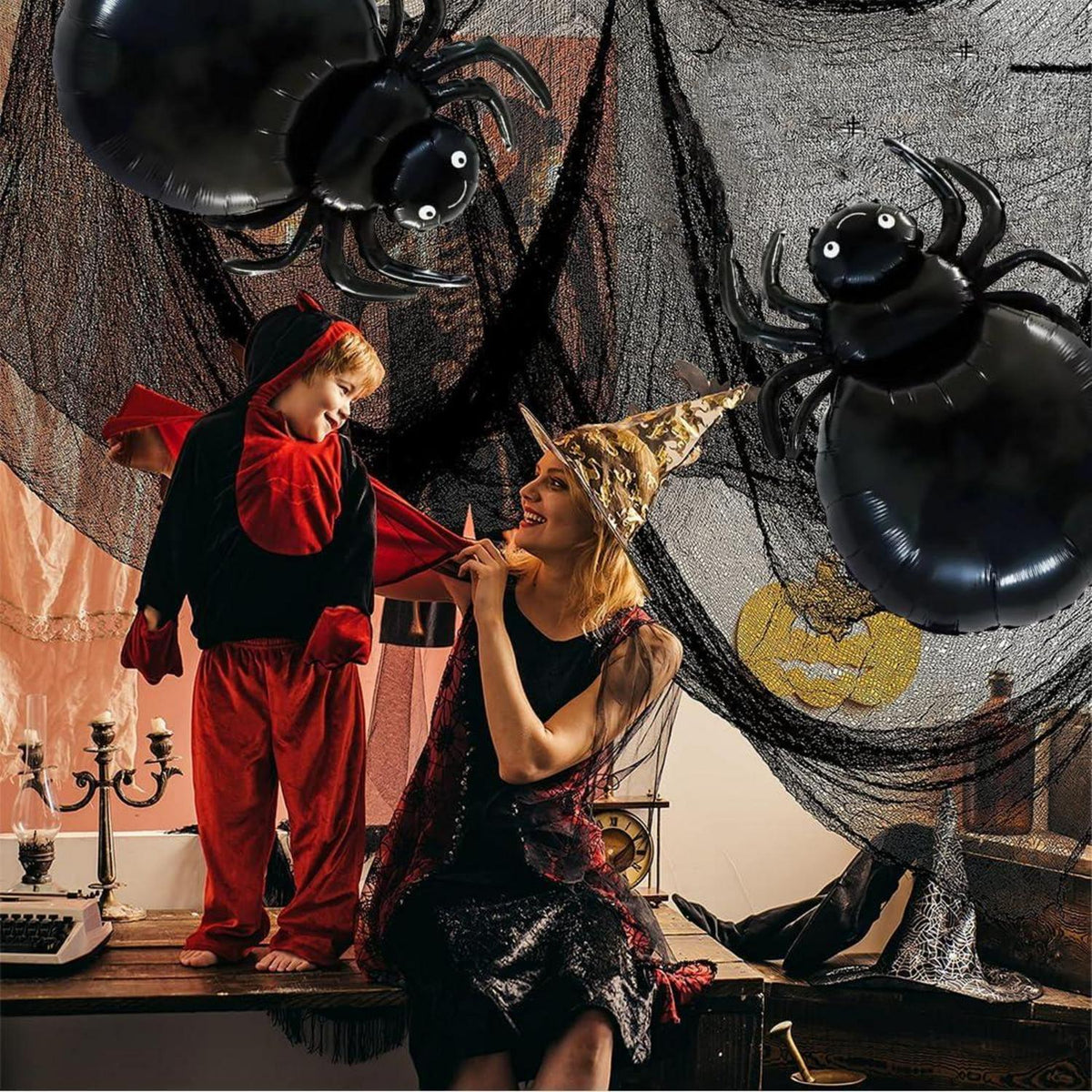 Halloween Spinne Folienballon 6er Set Gruselig Riesen Mylar XXL Luftballon