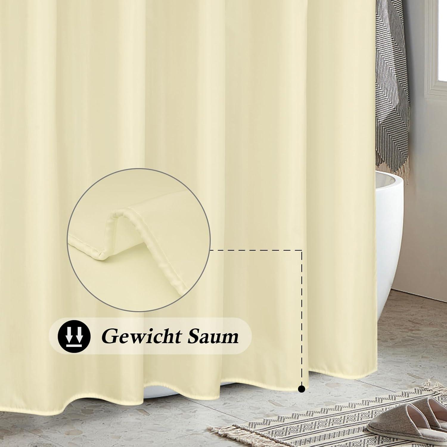 Duschvorhang Beige 180x200 cm Textil Polyester Wasserfest mit