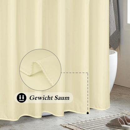 Duschvorhang Beige 180x200 cm Textil Polyester Wasserfest mit