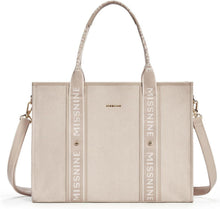 Große Canvas-Laptoptasche 15,6 Zoll Damen Aktentasche Khaki