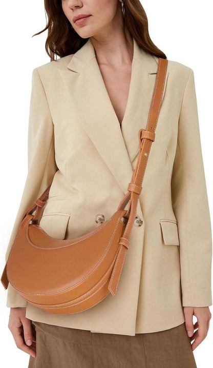 Half Moon Bag Damen PU Leder Crossbody Einfarbig