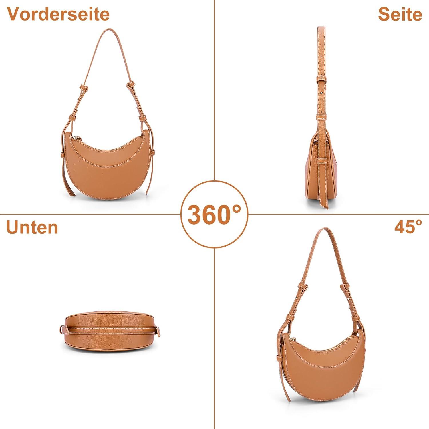 Halbmond Damen Crossbody Tasche PU Leder Einfarbig Umhängetasche
