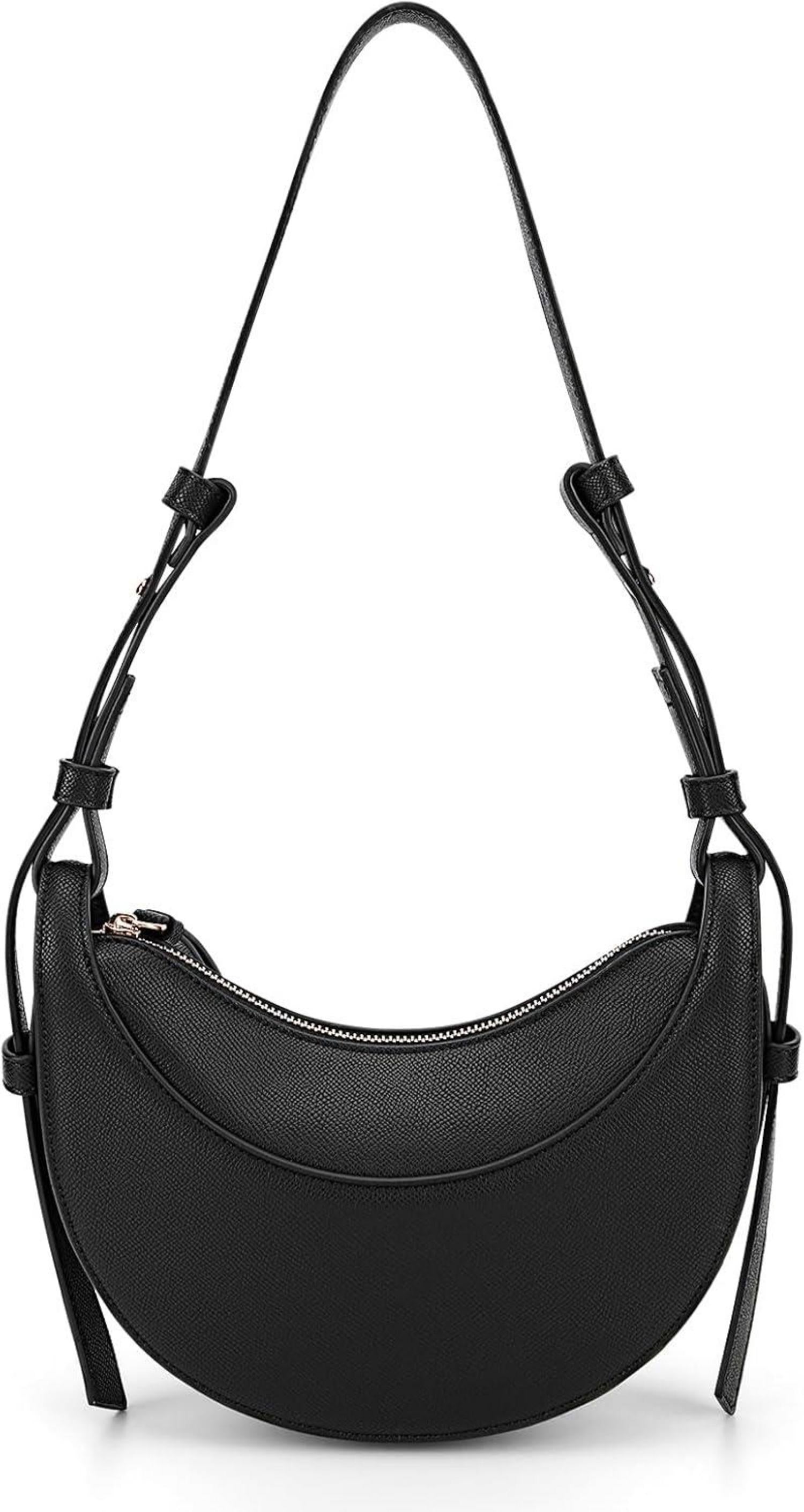 Damen PU Leder Halbmond Crossbody Bag Schultertasche Schwarz