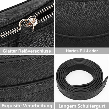 Damen PU Leder Half Moon Crossbody Schultertasche Schwarz