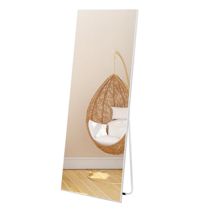 Standspiegel Weiß 165x51 cm – Gehärtetes Glas, PVC-Rahmen