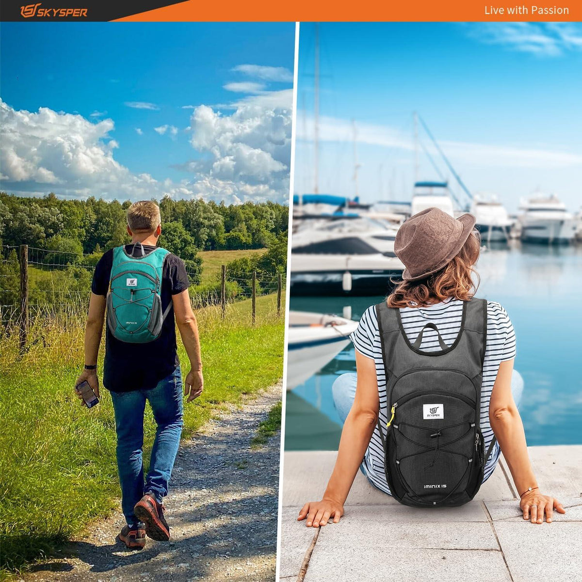 Rucksack Herren 15L Faltbarer Wanderrucksack Klein Tagesrucksack