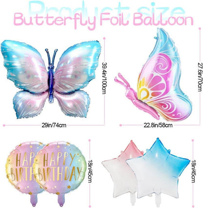 Schmetterling Folienballon Set 5. Geburtstag Mädchen Party