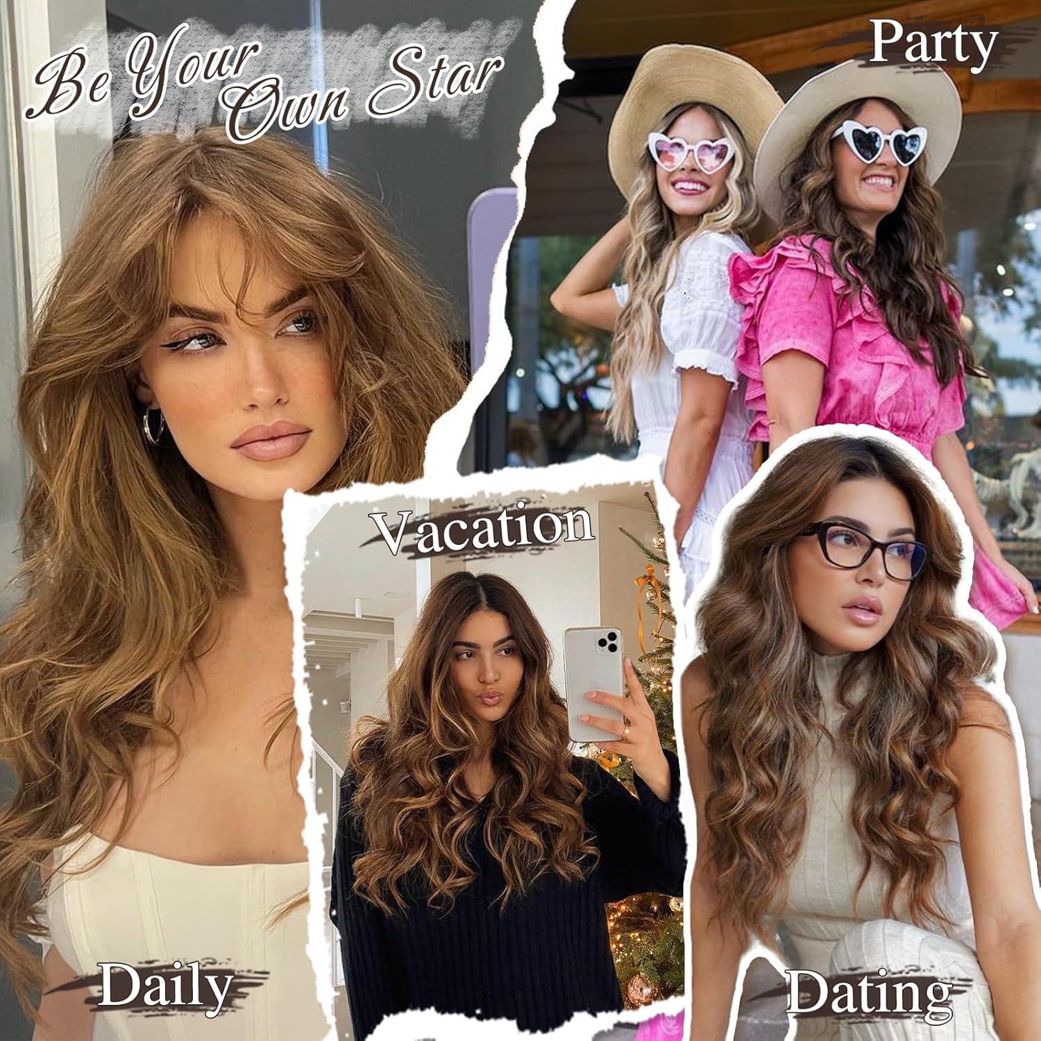 Clip in Haarverlängerung 6-teilig Lang Wellig Balayage 50CM Dickes
