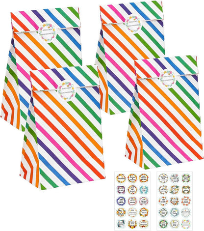 16er Set bunte Papiertüten mit Aufkleber für Geschenke & Partys