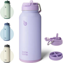 Edelstahl Trinkflasche 1L mit Strohhalm Sport Thermoskanne